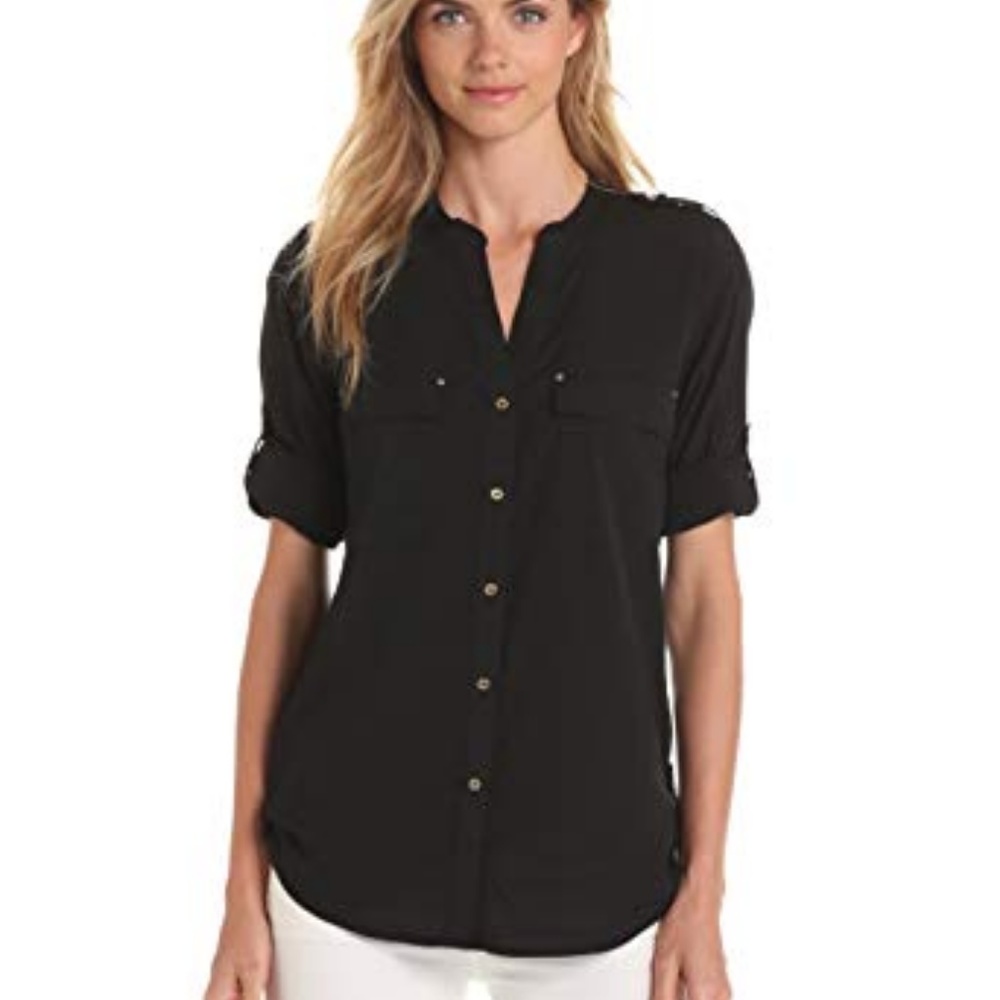 NWOT Calvin Klein Black Button Down Blouse